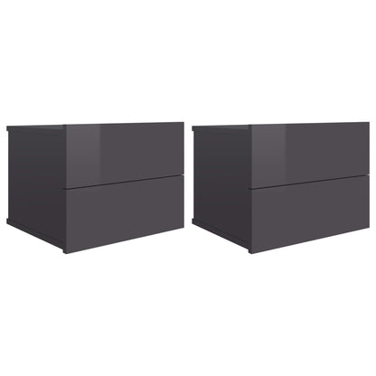 Bedside Cabinets 2 pcs High Gloss Grey 40x30x30 cm Chipboard