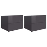 Bedside Cabinets 2 pcs High Gloss Grey Engineered Wood