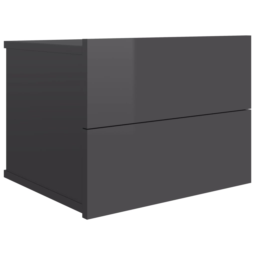 Bedside Cabinets 2 pcs High Gloss Grey Engineered Wood