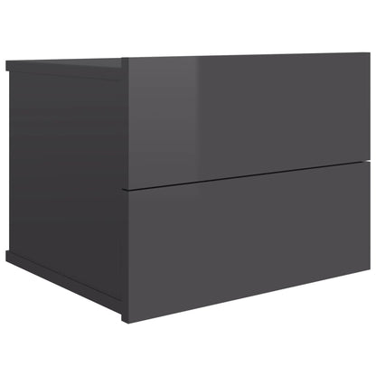 Bedside Cabinets 2 pcs High Gloss Grey Engineered Wood