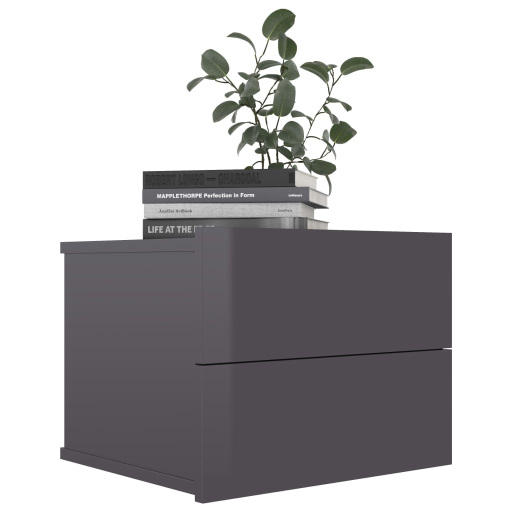 Bedside Cabinets 2 pcs High Gloss Grey 40x30x30 cm Chipboard