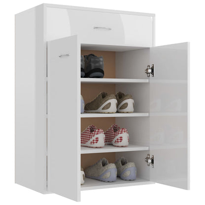 Shoe Cabinet High Gloss White 60x35x84 cm Chipboard