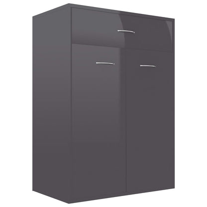 Shoe Cabinet High Gloss Grey 60x35x84 cm Chipboard