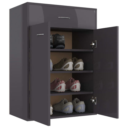 Shoe Cabinet High Gloss Grey 60x35x84 cm Chipboard