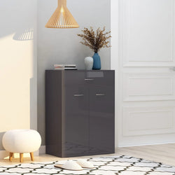 Shoe Cabinet High Gloss Grey 60x35x84 cm Chipboard