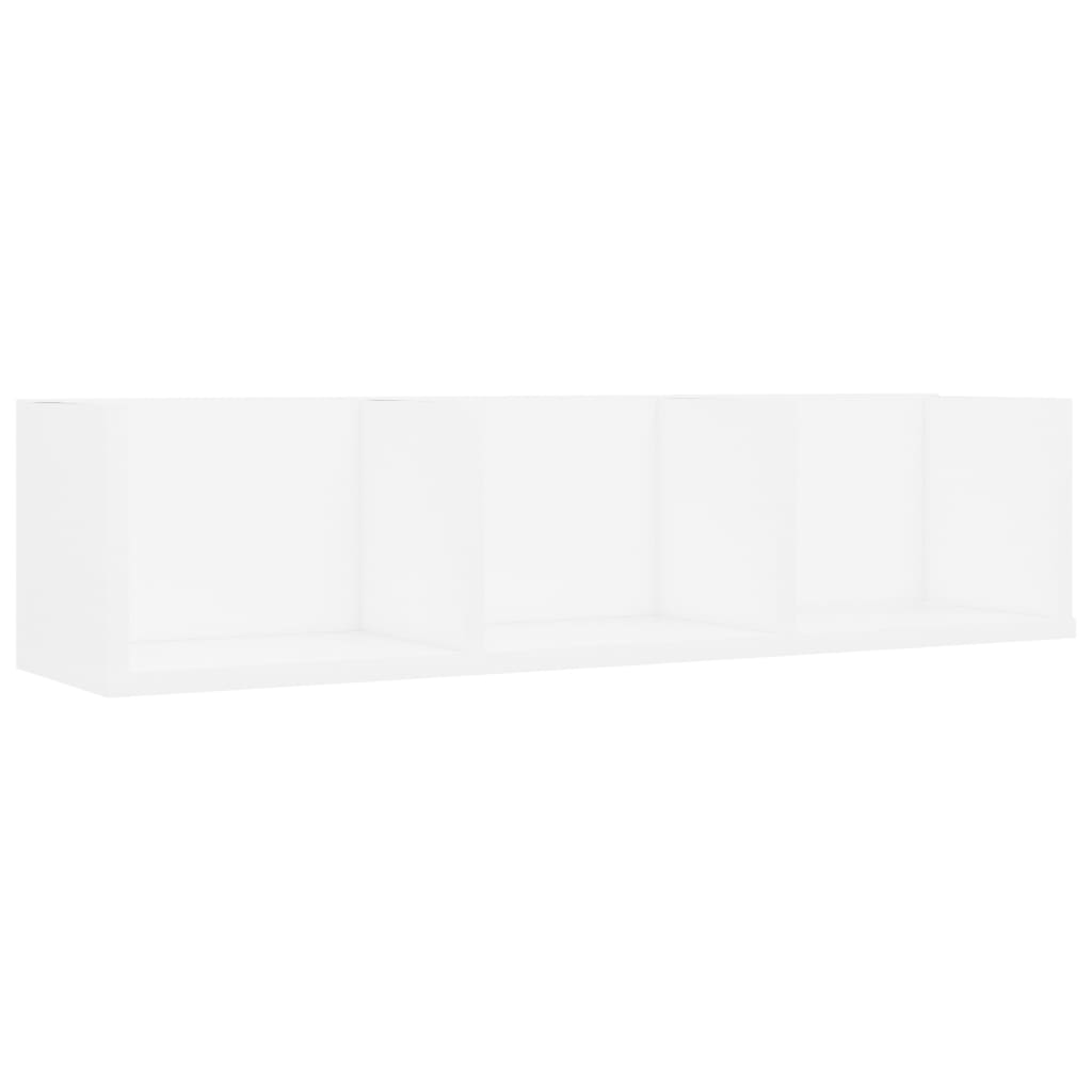 CD Wall Shelf White 75x18x18 cm Chipboard