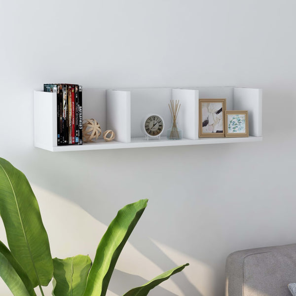  CD Wall Shelf White 75x18x18 cm Chipboard