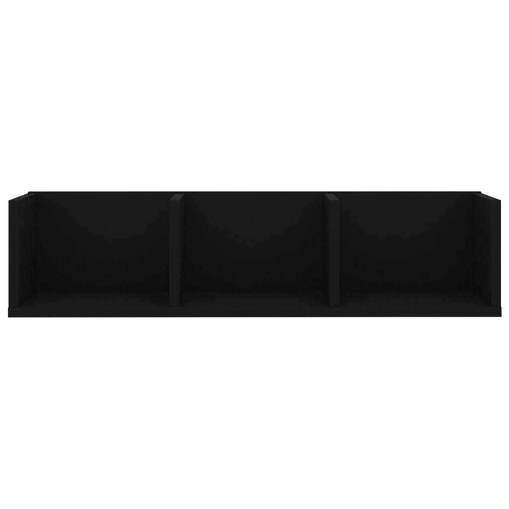 CD Wall Shelf Black 75x18x18 cm Chipboard