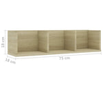 CD Wall Shelf Sonoma Oak 75x18x18 cm Chipboard