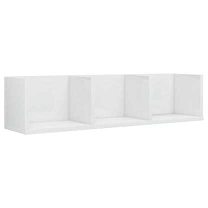 CD Wall Shelf High Gloss White 75x18x18 cm Chipboard