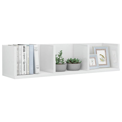 CD Wall Shelf High Gloss White 75x18x18 cm Chipboard