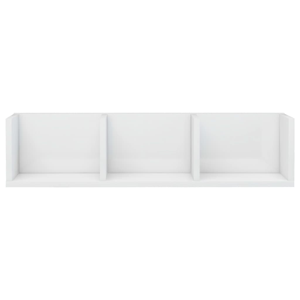 CD Wall Shelf High Gloss White 75x18x18 cm Chipboard