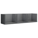 CD Wall Shelf High Gloss Grey 75x18x18 cm Chipboard