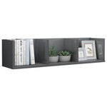 CD Wall Shelf High Gloss Grey 75x18x18 cm Chipboard