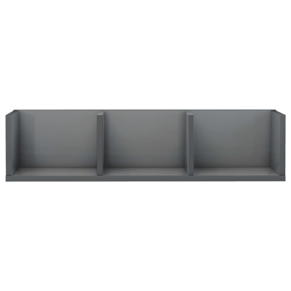 CD Wall Shelf High Gloss Grey 75x18x18 cm Chipboard