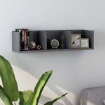 CD Wall Shelf High Gloss Grey 75x18x18 cm Chipboard