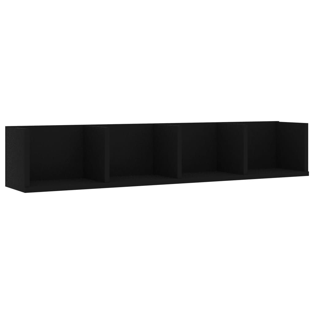 CD Wall Shelf Black 100x18x18 cm Chipboard
