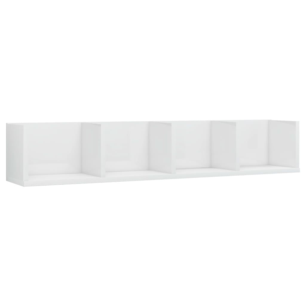 CD Wall Shelf High Gloss White 100x18x18 cm Chipboard