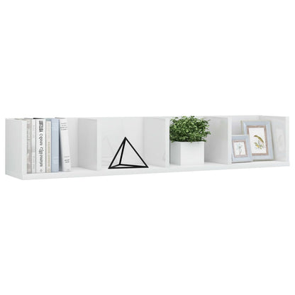 CD Wall Shelf High Gloss White 100x18x18 cm Chipboard