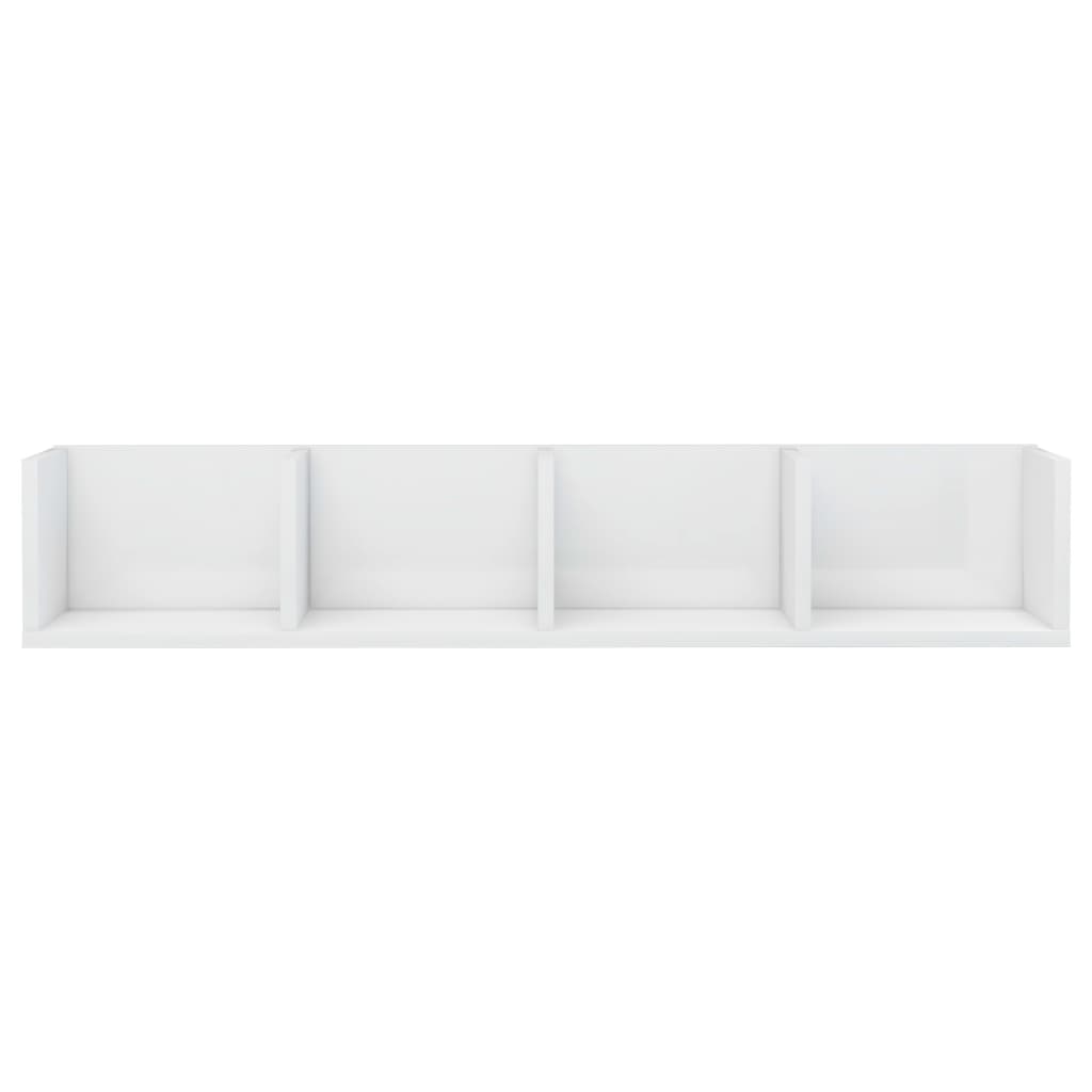 CD Wall Shelf High Gloss White 100x18x18 cm Chipboard