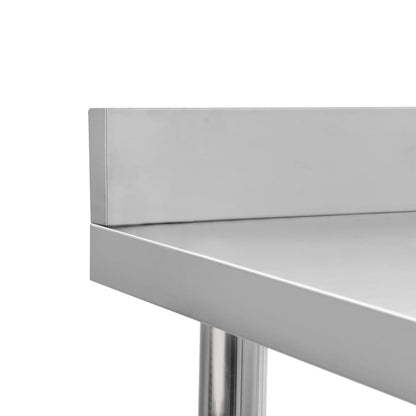 Kitchen Work Table with Backsplash - Stainless Steel