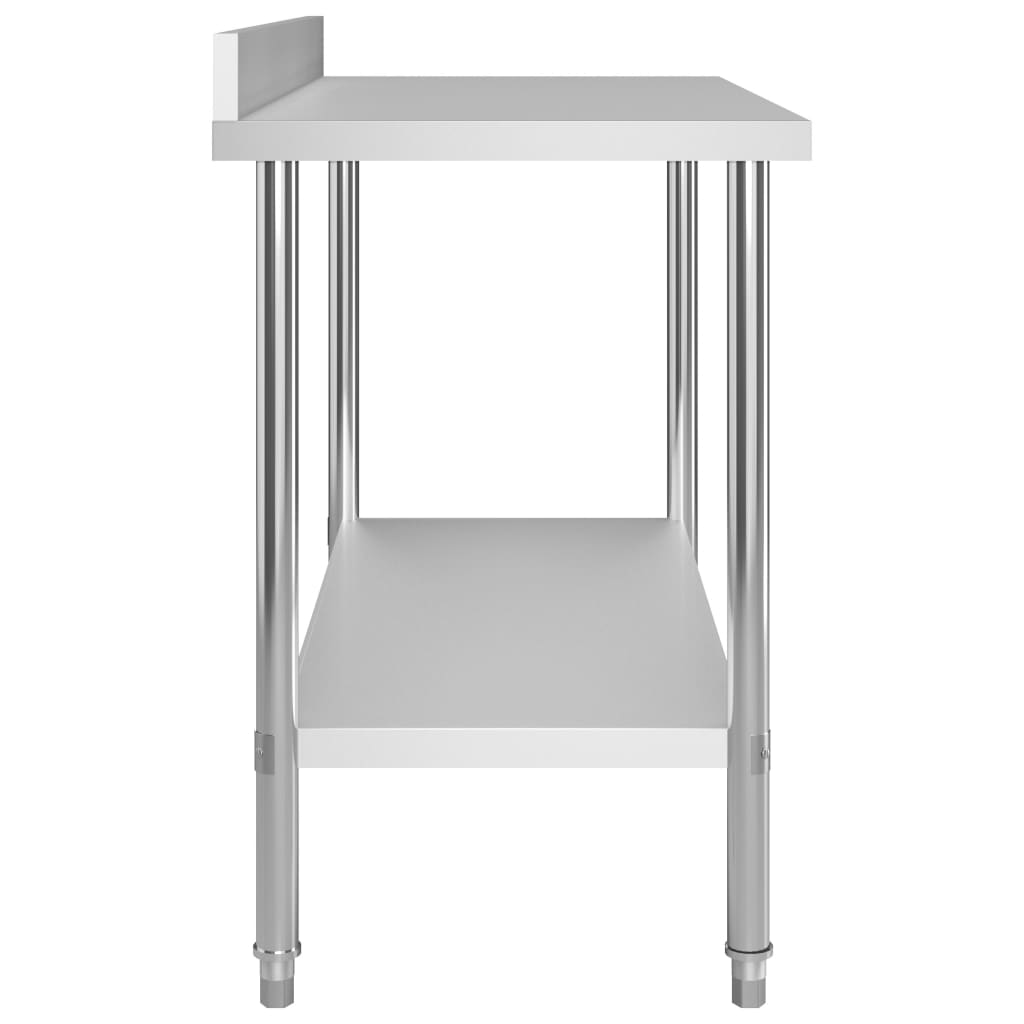 Kitchen Work Table with Backsplash Stainless Steel