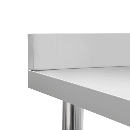 Kitchen Work Table with Backsplash Stainless Steel