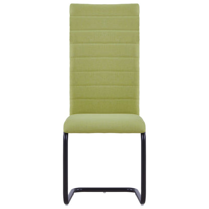 Cantilever Dining Chairs 6 pcs Green Fabric