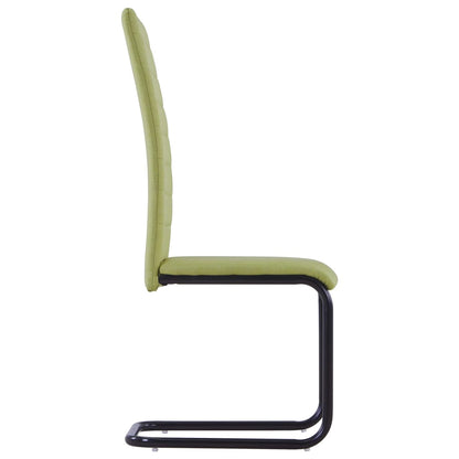 Cantilever Dining Chairs 6 pcs Green Fabric