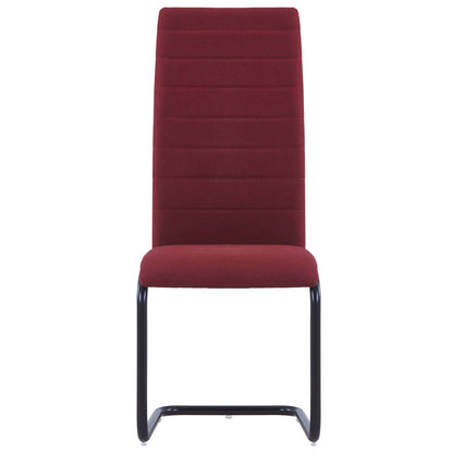 Cantilever Dining Chairs 6 pcs Wine Fabric