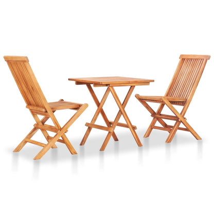 3 Piece Folding Bistro Set Solid Teak Wood - 60×60×65cm