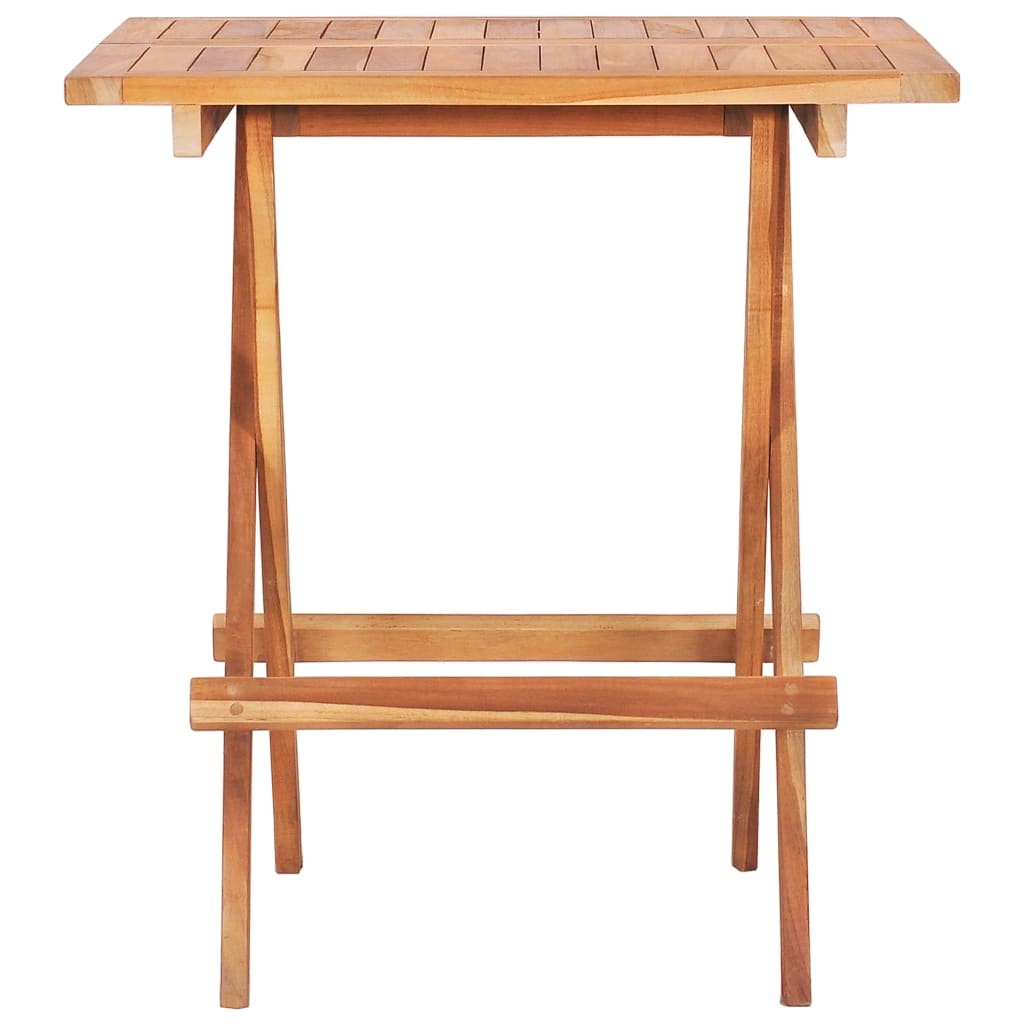 3 Piece Folding Bistro Set Solid Teak Wood - 60×60×65cm