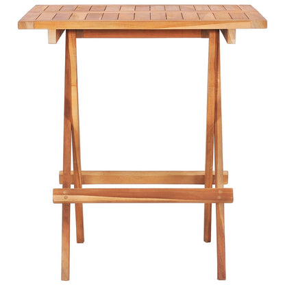 3 Piece Folding Bistro Set Solid Teak Wood - 60×60×65cm