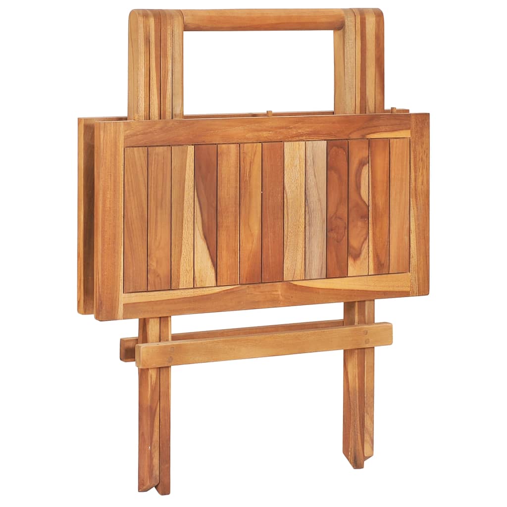 3 Piece Folding Bistro Set Solid Teak Wood - 60×60×65cm