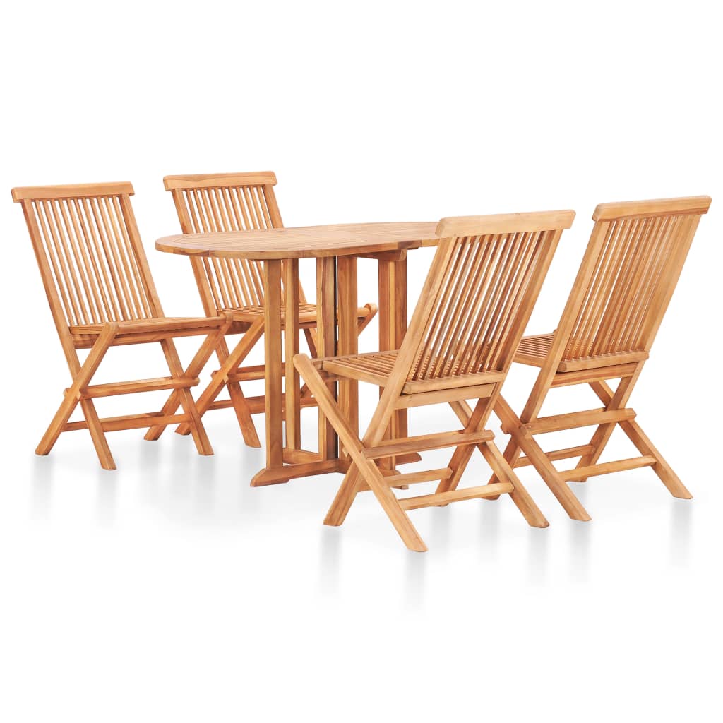5 Piece Folding Outdoor Dining Set Solid Teak Wood - 70×14×75cm