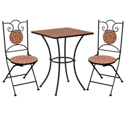 3 Piece Mosaic Bistro Set Ceramic Tile Terracotta
