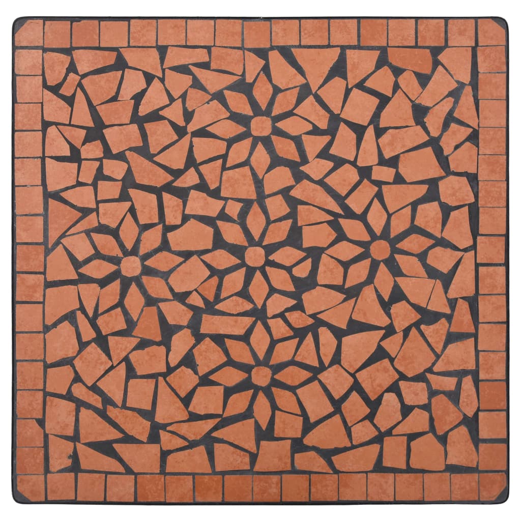 3 Piece Mosaic Bistro Set Ceramic Tile Terracotta - 60×60×76cm