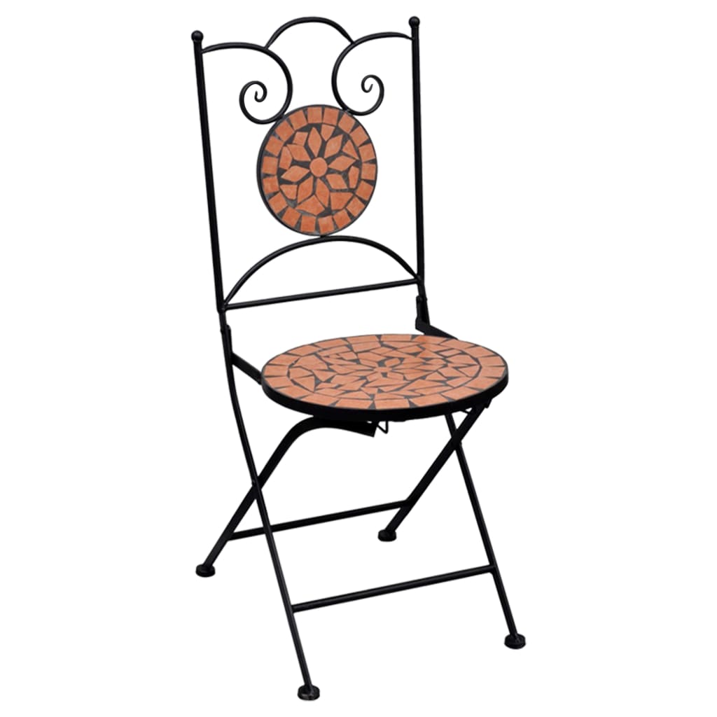 3 Piece Mosaic Bistro Set Ceramic Tile Terracotta - 60×60×76cm