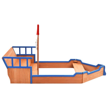 Sandbox Pirate Ship Firwood 190x94.5x136 cm