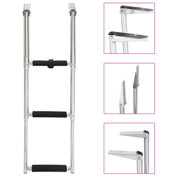  Folding Boarding Ladder 3-step Stainless Steel
