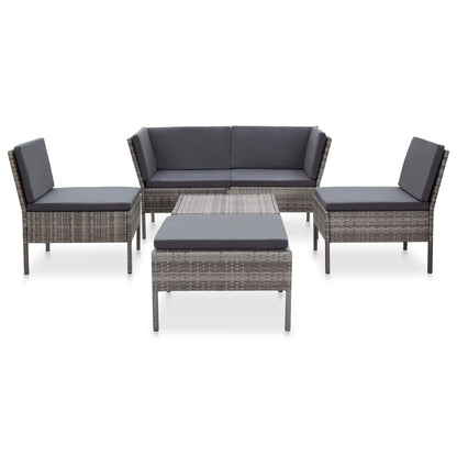 6 Piece Garden Lounge Set with Cushions Poly Rattan - 60×60×35cm