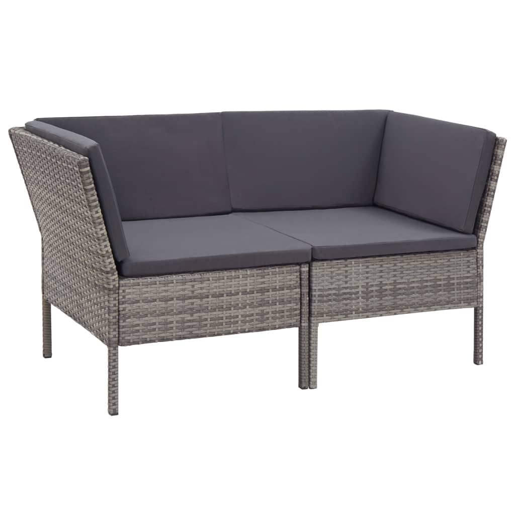 6 Piece Garden Lounge Set with Cushions Poly Rattan - 60×60×35cm