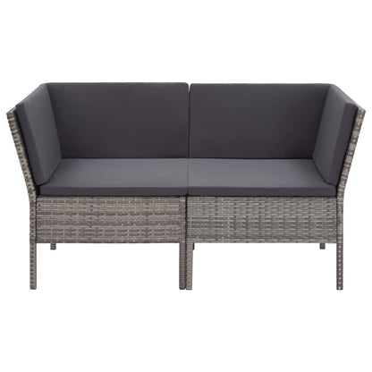 6 Piece Garden Lounge Set with Cushions Poly Rattan - 60×60×35cm