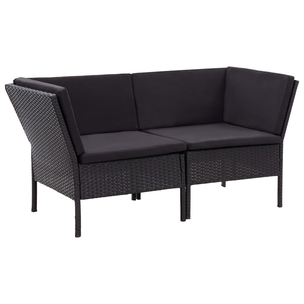 6 Piece Garden Lounge Set with Cushions Poly Rattan Black