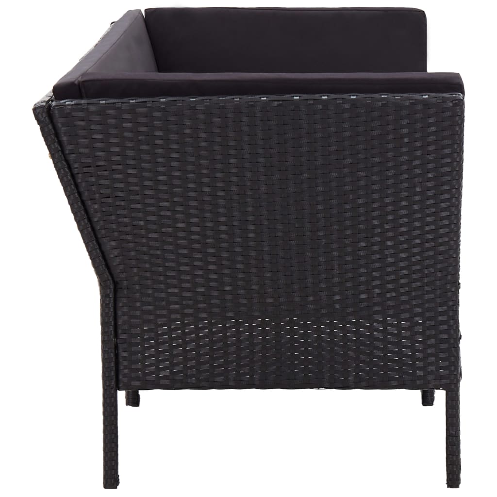 6 Piece Garden Lounge Set with Cushions Poly Rattan Black