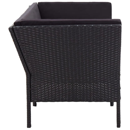 6 Piece Garden Lounge Set with Cushions Poly Rattan Black