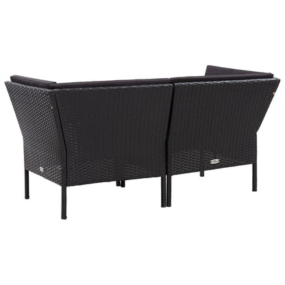 6 Piece Garden Lounge Set with Cushions Poly Rattan Black