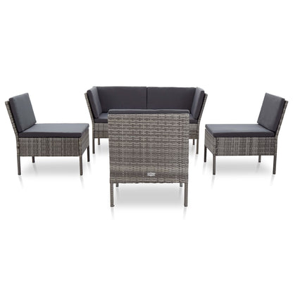 6 Piece Garden Lounge Set with Cushions Poly Rattan Grey