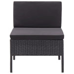 3 Piece Garden Lounge Set with Cushions Poly Rattan Black