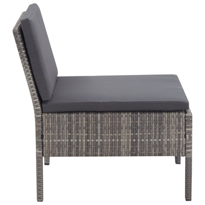 3 Piece Garden Lounge Set with Cushions Poly Rattan Grey